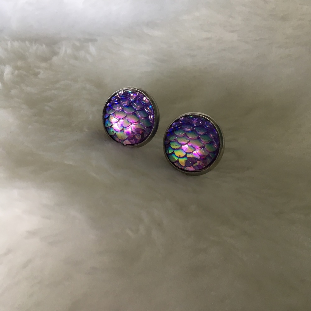 Purple Dragon Scale Earrings